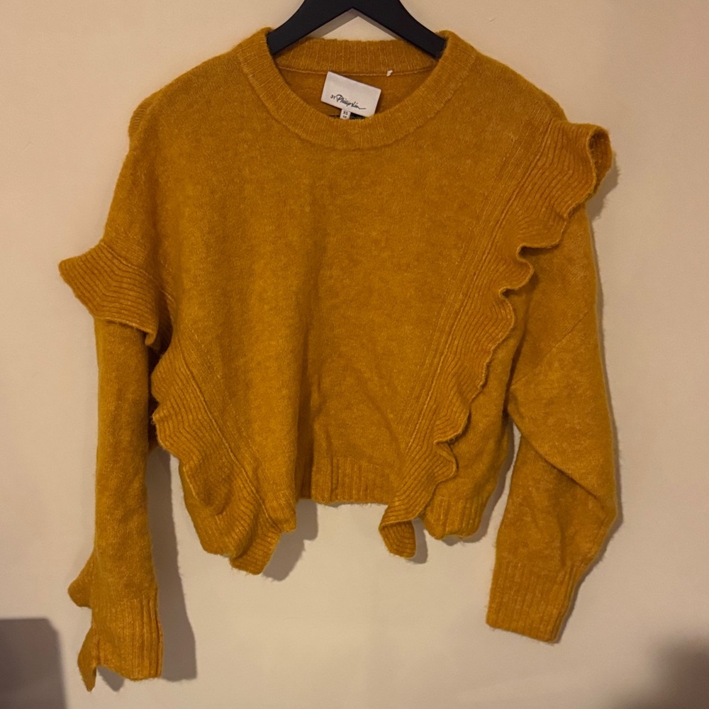 3-1 Phillip Lim Mustard Color Ruffle Sweater - Wool & Alpaca - super soft